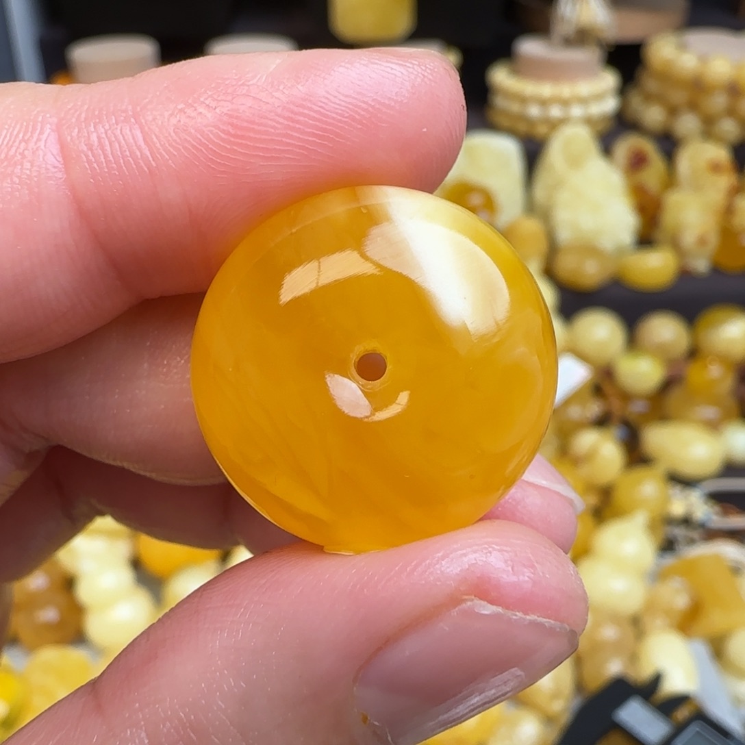 琥珀未镶嵌吊坠(不含链)天然焦皮料蜜蜡平安扣