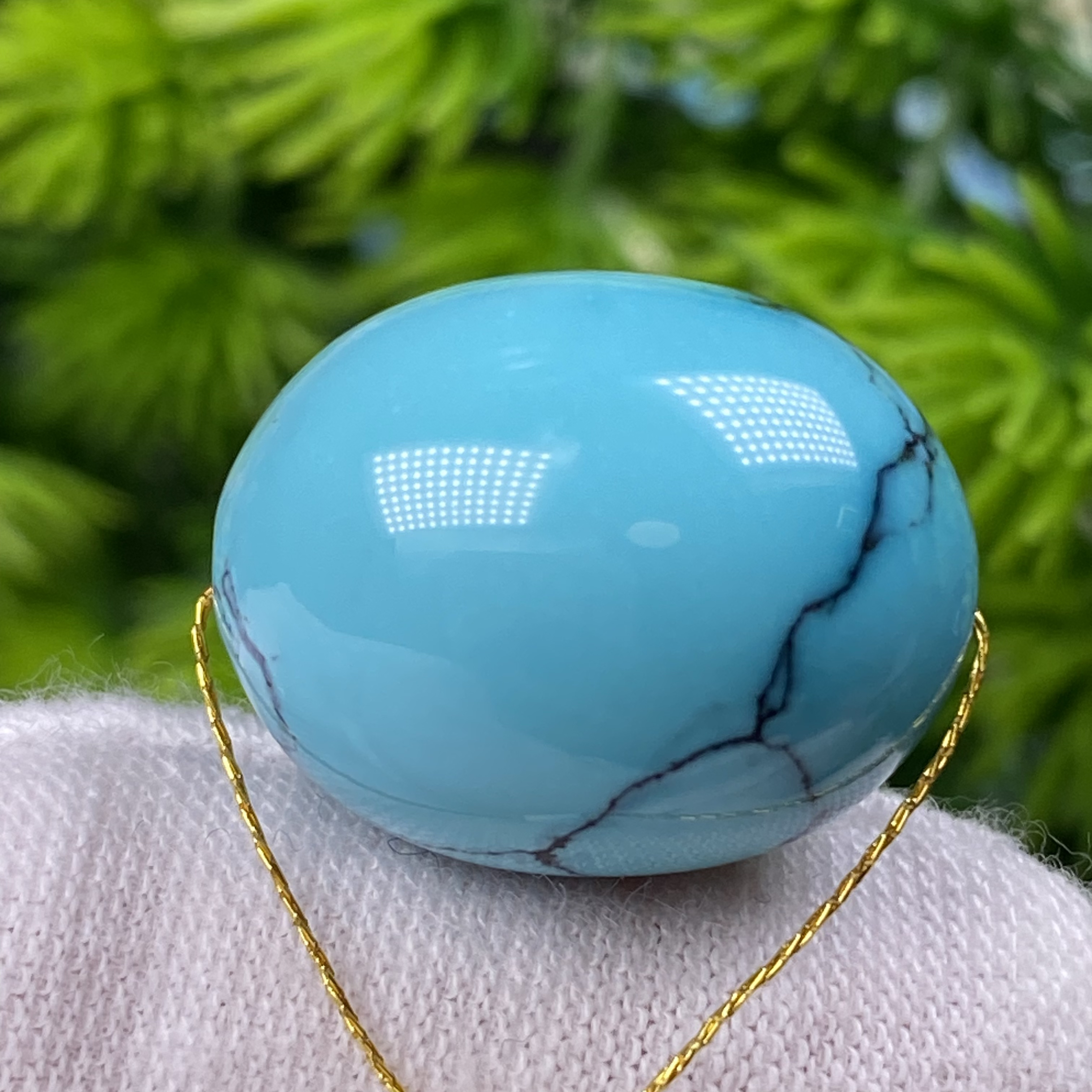 尺寸15x18.8mm精品高瓷蓝水草纹枣珠天然原矿绿松石