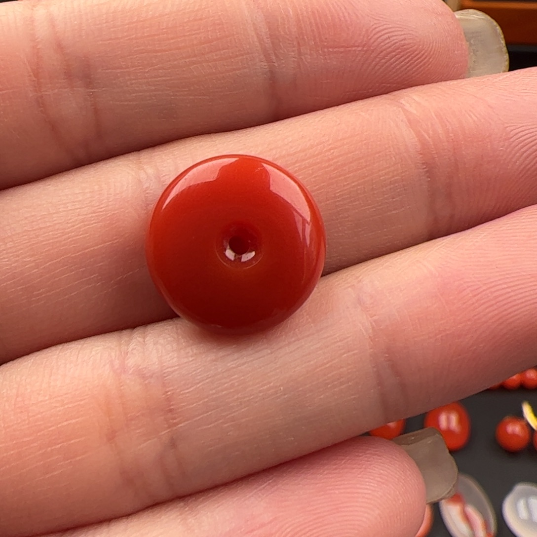 南红玛瑙未镶嵌平安扣13.8mm