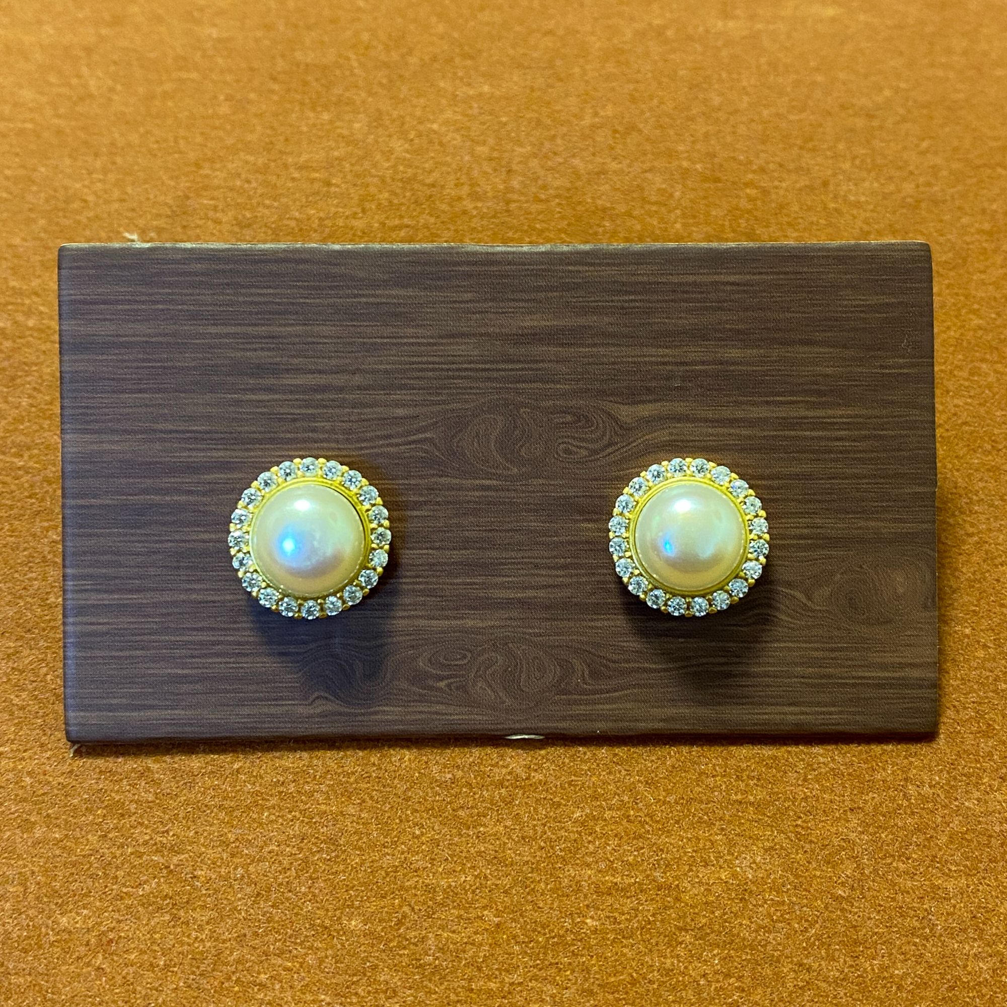 925银耳饰 H221 拉萨发货 纯银镀金 精致圆形耳钉 简约微镶圆珠 