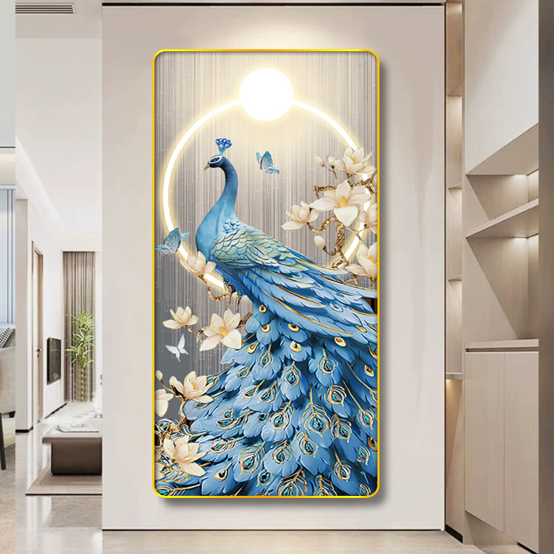 CL-024孔雀玄关装饰画走廊过道挂画沙发落地画客厅装饰画捡漏3