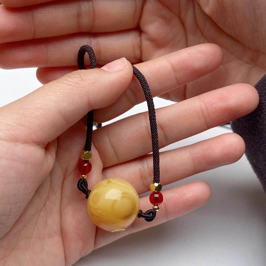 蜜蜡裸石未镶嵌蜜蜡圆珠梦