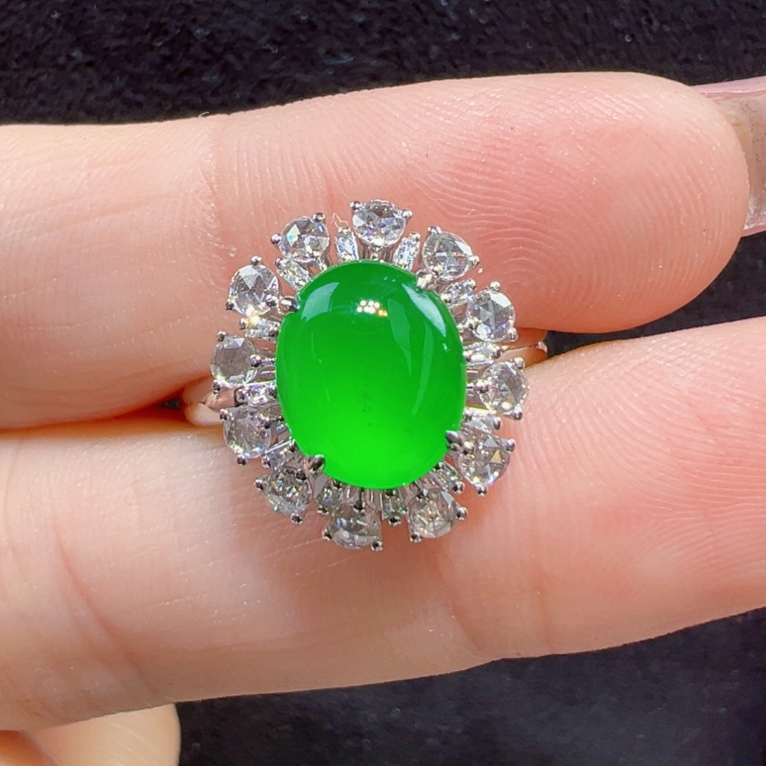 翡翠戒指18K金镶嵌戒指