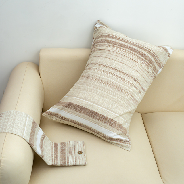 【M.LANG】纽扣枕套一对装 墨韵-咖