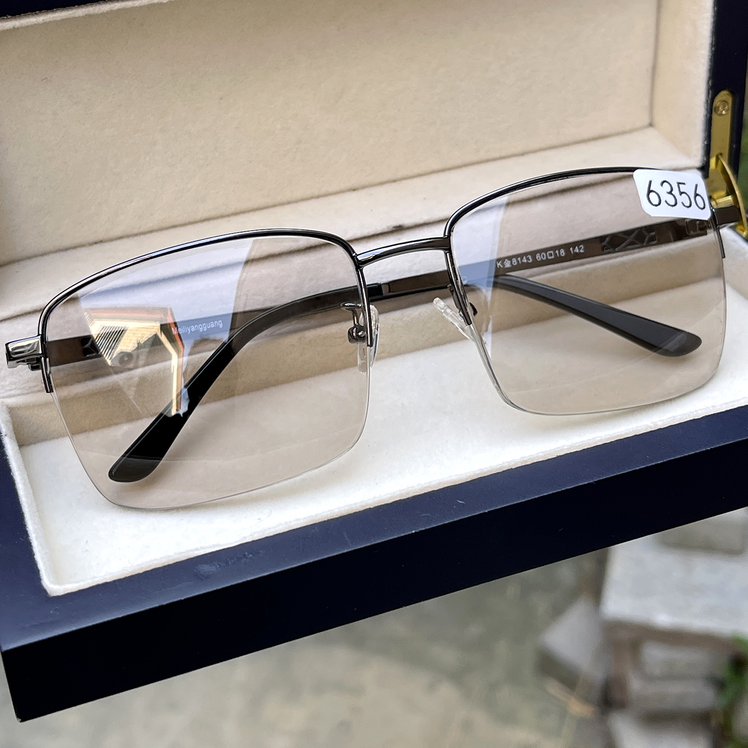 边角带棉 800弯托力克 冰糖色纯天然茶水晶石头眼镜半框拉丝