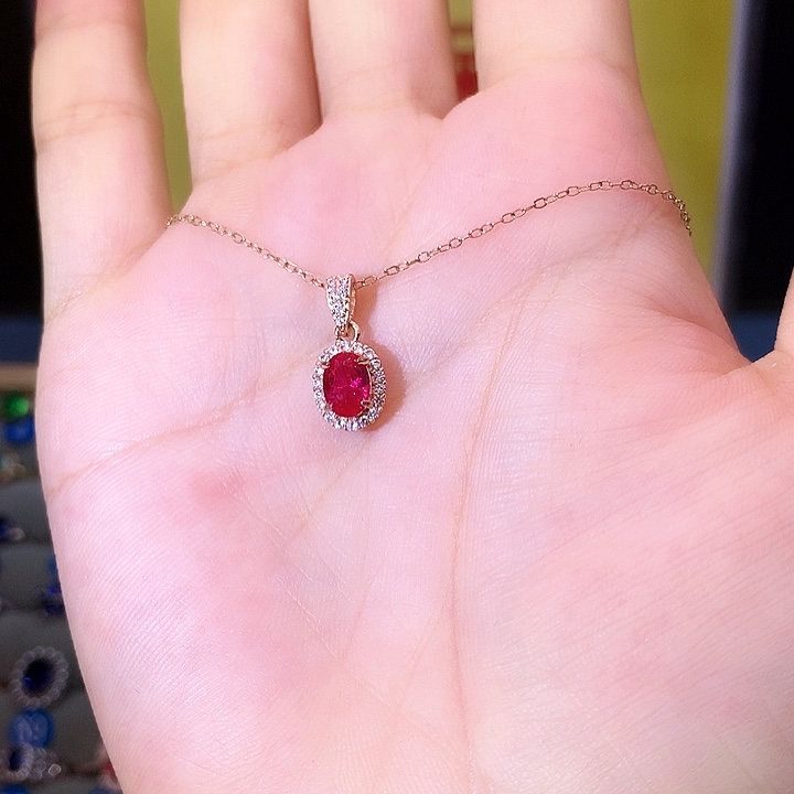 银S925镶嵌吊坠(赠链)红宝石