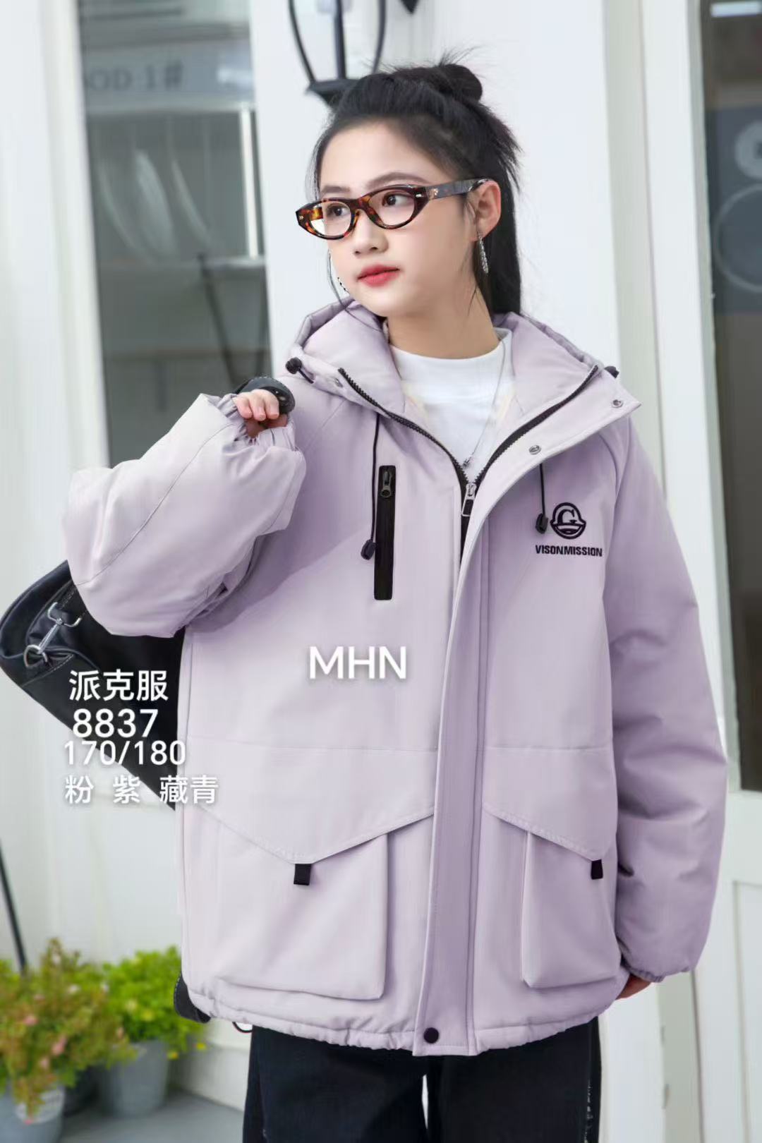 青少年冬季加绒加厚中长款派克服