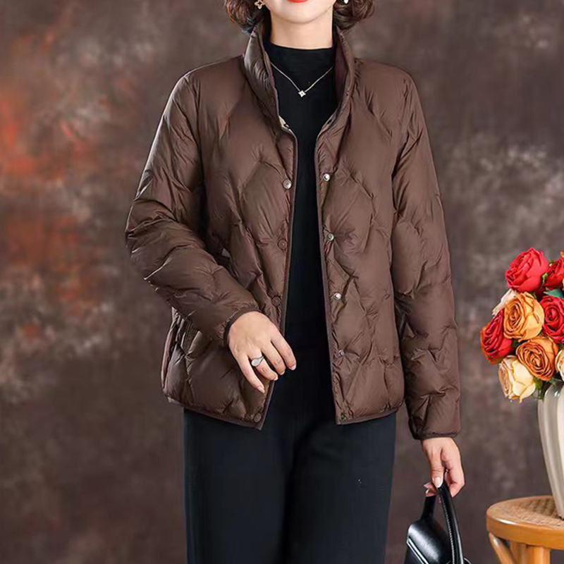 复古时尚气质高端菱格羽绒服2025冬季新款宽松休闲保暖上衣