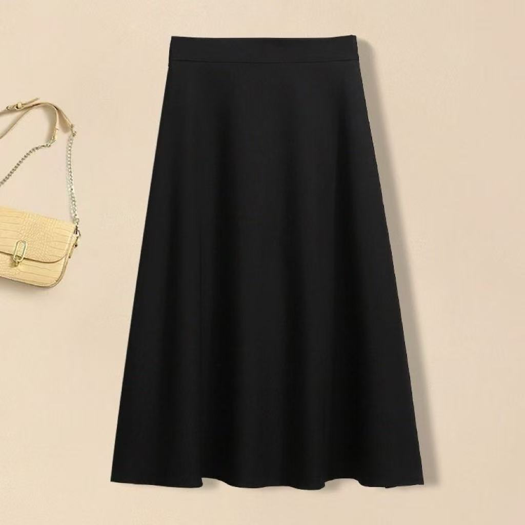 毛呢a字半身裙小个子显瘦秋冬气质高腰中长款韩版遮胯大码百褶裙