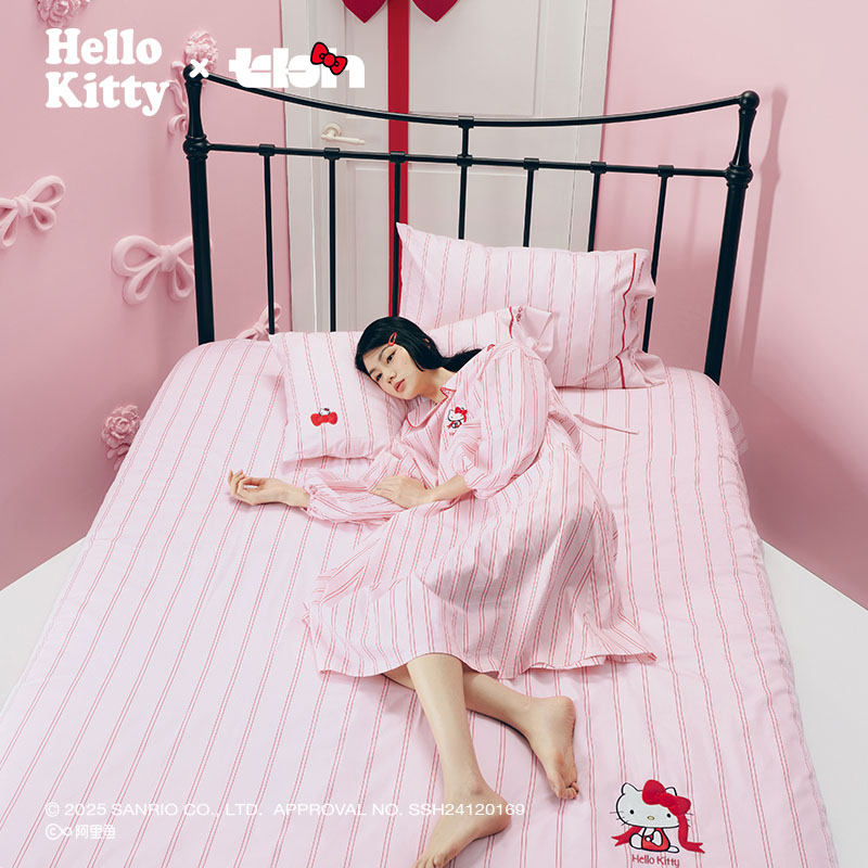 tbh野兽派家居Hello Kitty床上用品全棉提花四季套件