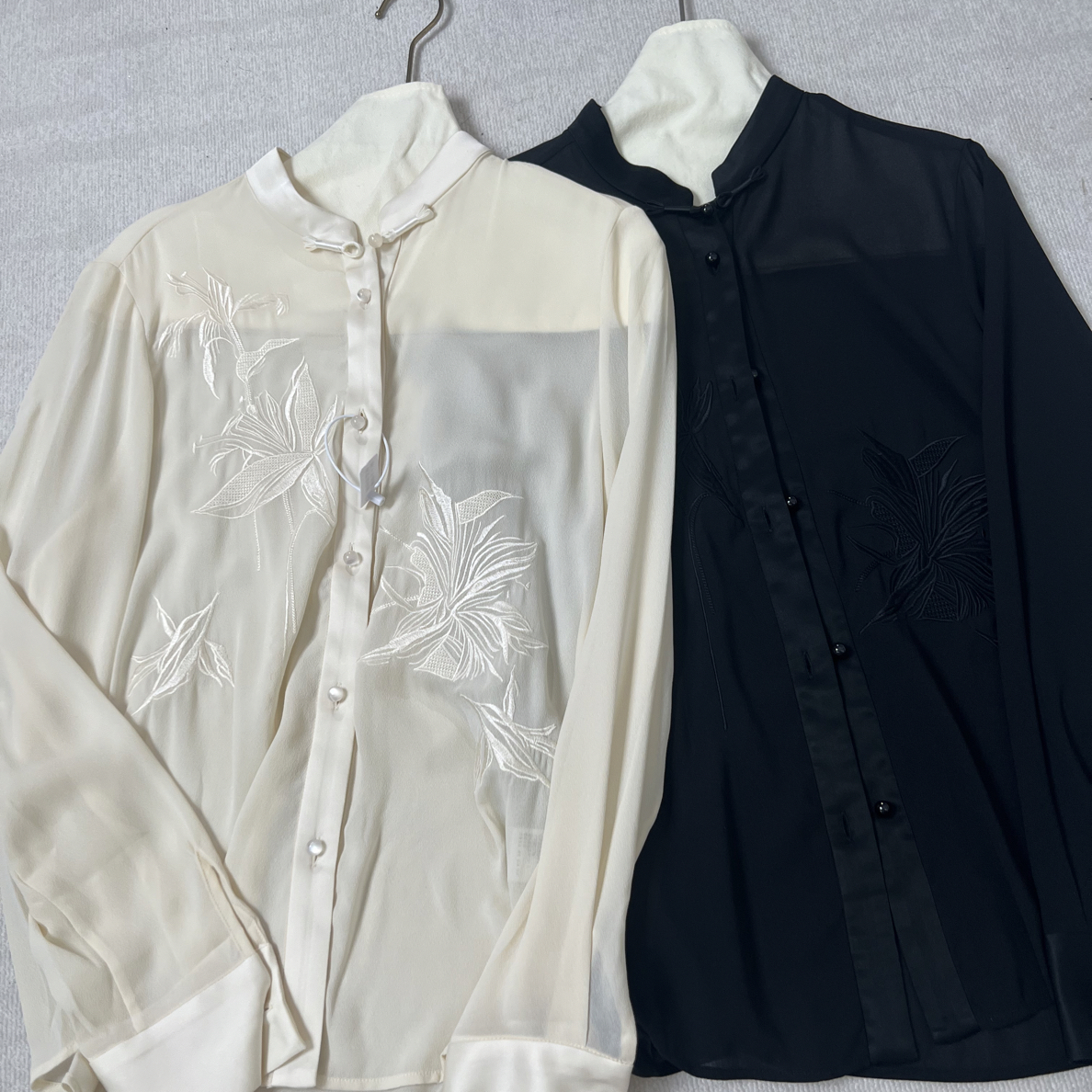 【朱朱甄选】新中式轻国风提花刺绣宽松显瘦摆袖口衬衣770