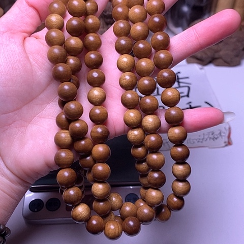 檀香木手串/手链檀香黑肉1.0/108横纹虎皮沉微瑕