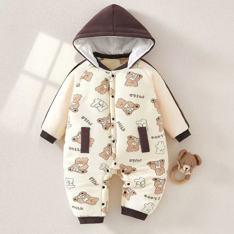 婴儿衣服秋冬加厚夹棉连体衣宝宝保暖外出抱衣棉服哈衣新生儿衣服