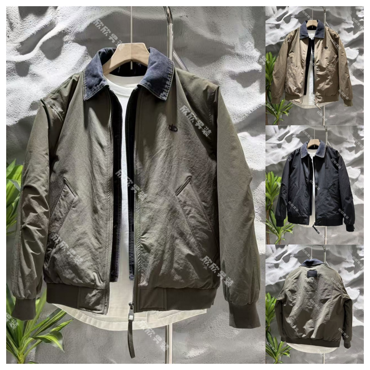 潮牌牛仔假两件拼接痞帅时尚男士外套