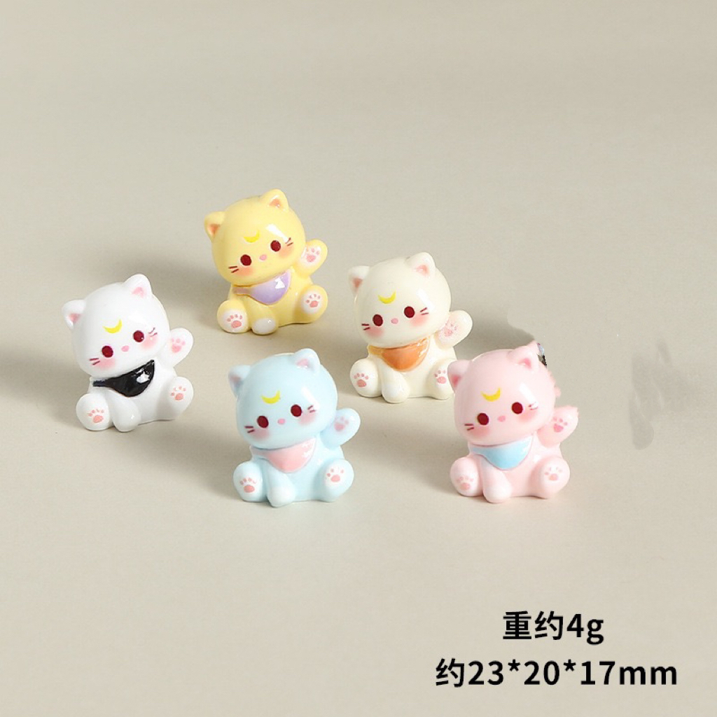 （直播拆）许愿+对对碰  卡通立体小猫露娜树脂创意桌面车载小摆件