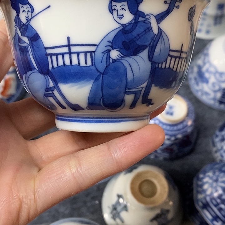 金***乐瓷片青花杯子，青花杯子