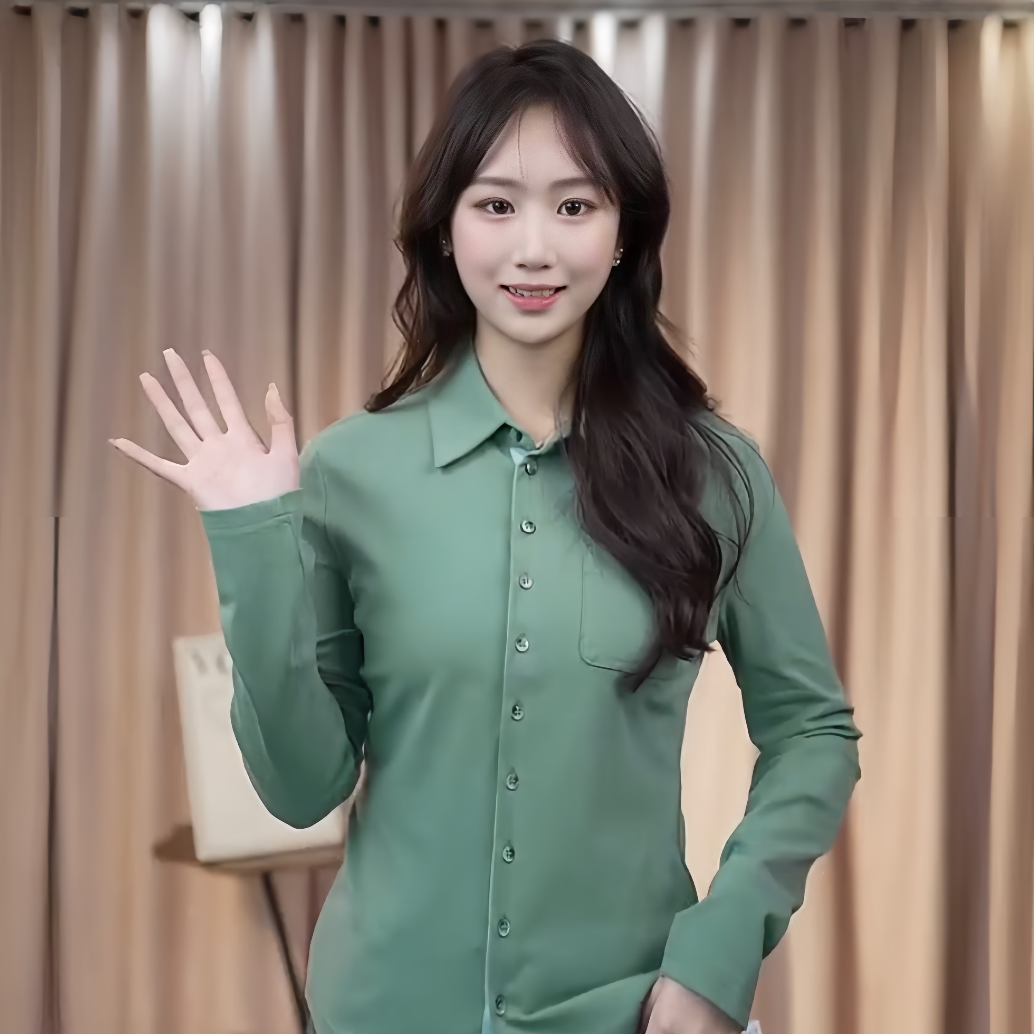 [商场同款]专柜正品秋冬款修身纯色翻领口袋羊毛长袖衬衫1300820