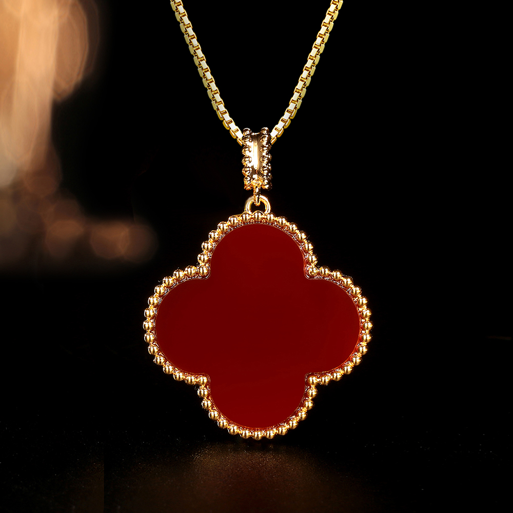 【柴柴专属】18k金红玛瑙四叶25mm吊坠（不含链）轻奢时尚