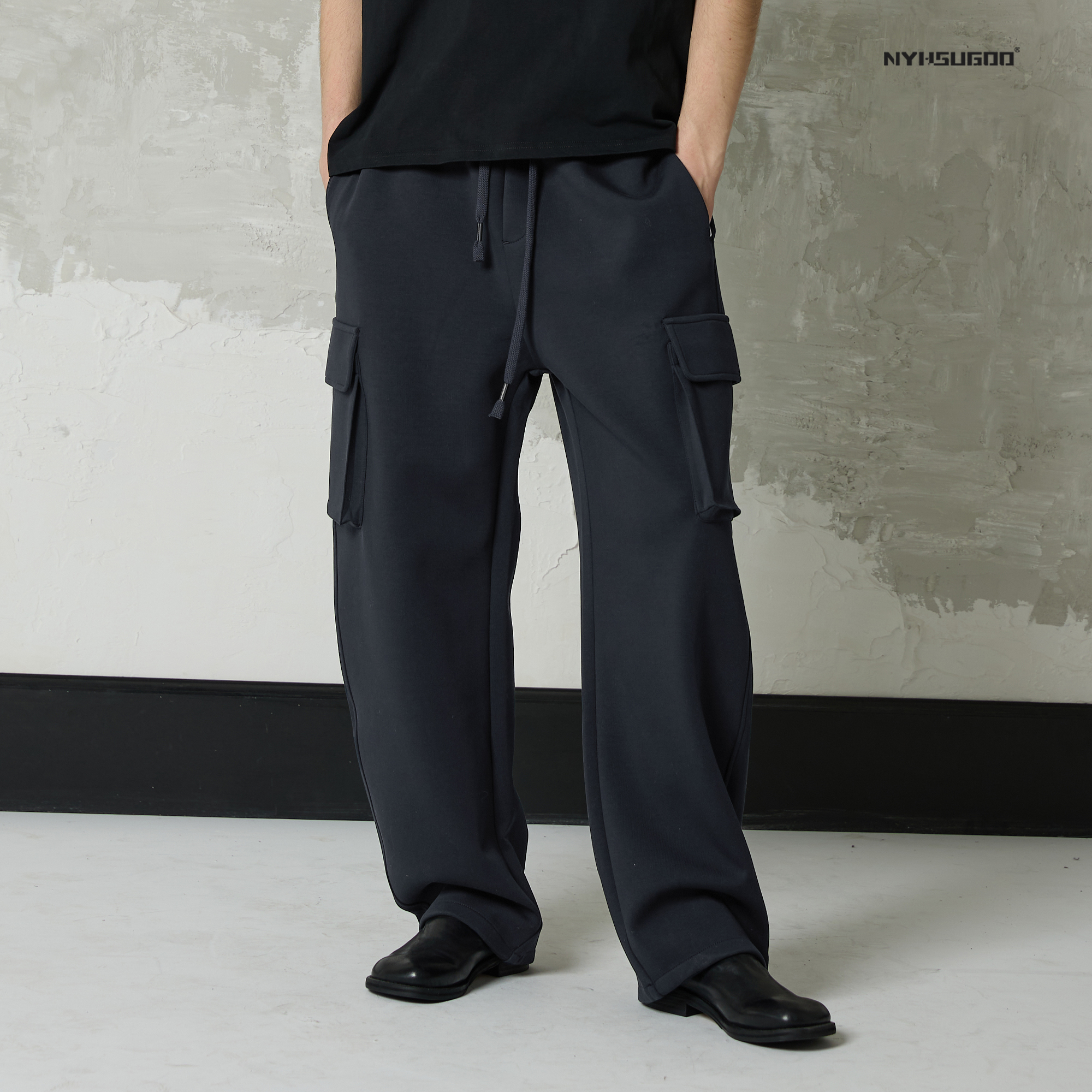 NYHSUGOO/南乙3503春季新品美式工装休闲裤男士设计款抽绳卫裤