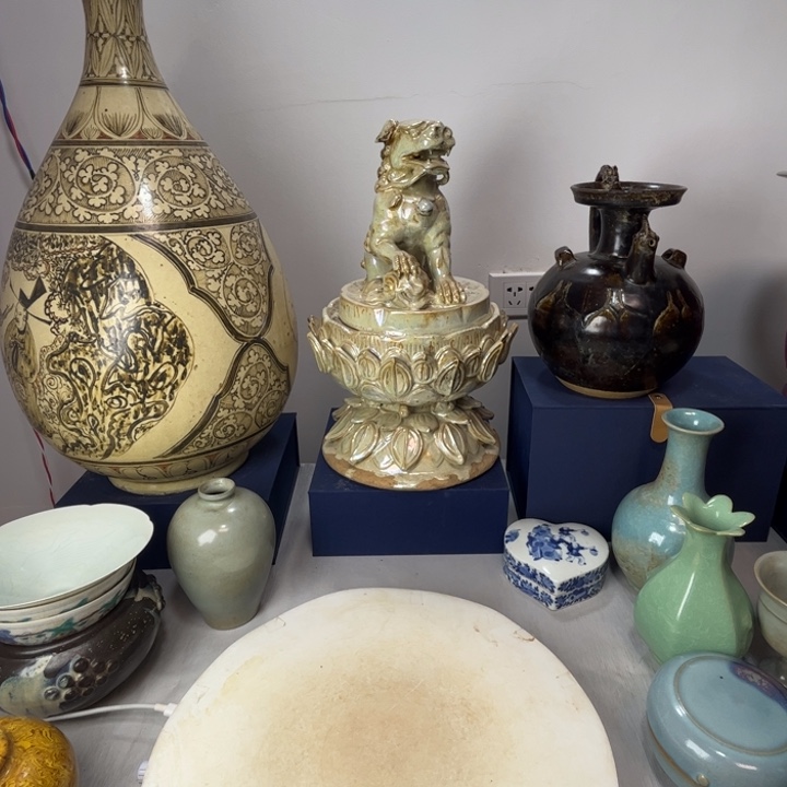 摆件幽*银光瓷莲花熏炉摆件1