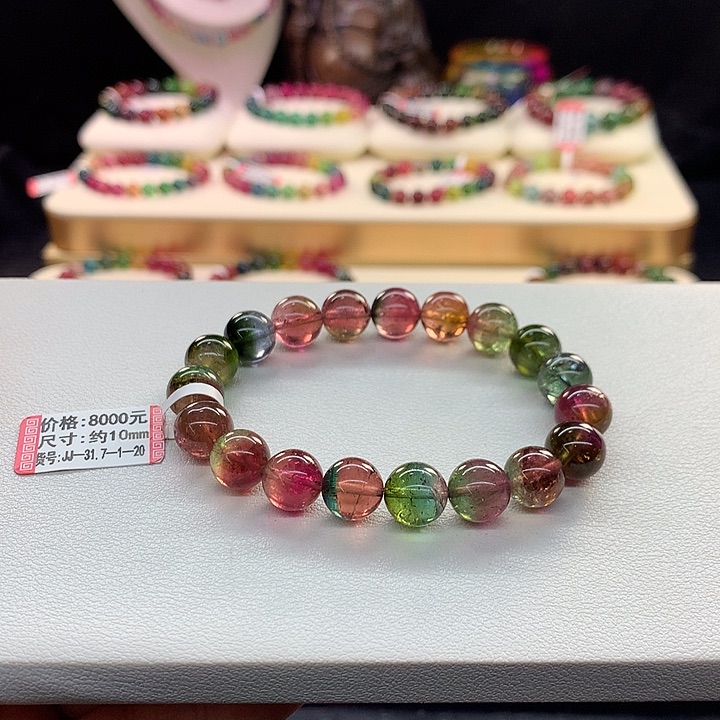 西瓜碧玺手链未镶嵌西瓜手串10mm