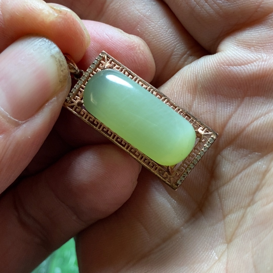 和田玉（碧玉）银S925镶嵌挂件