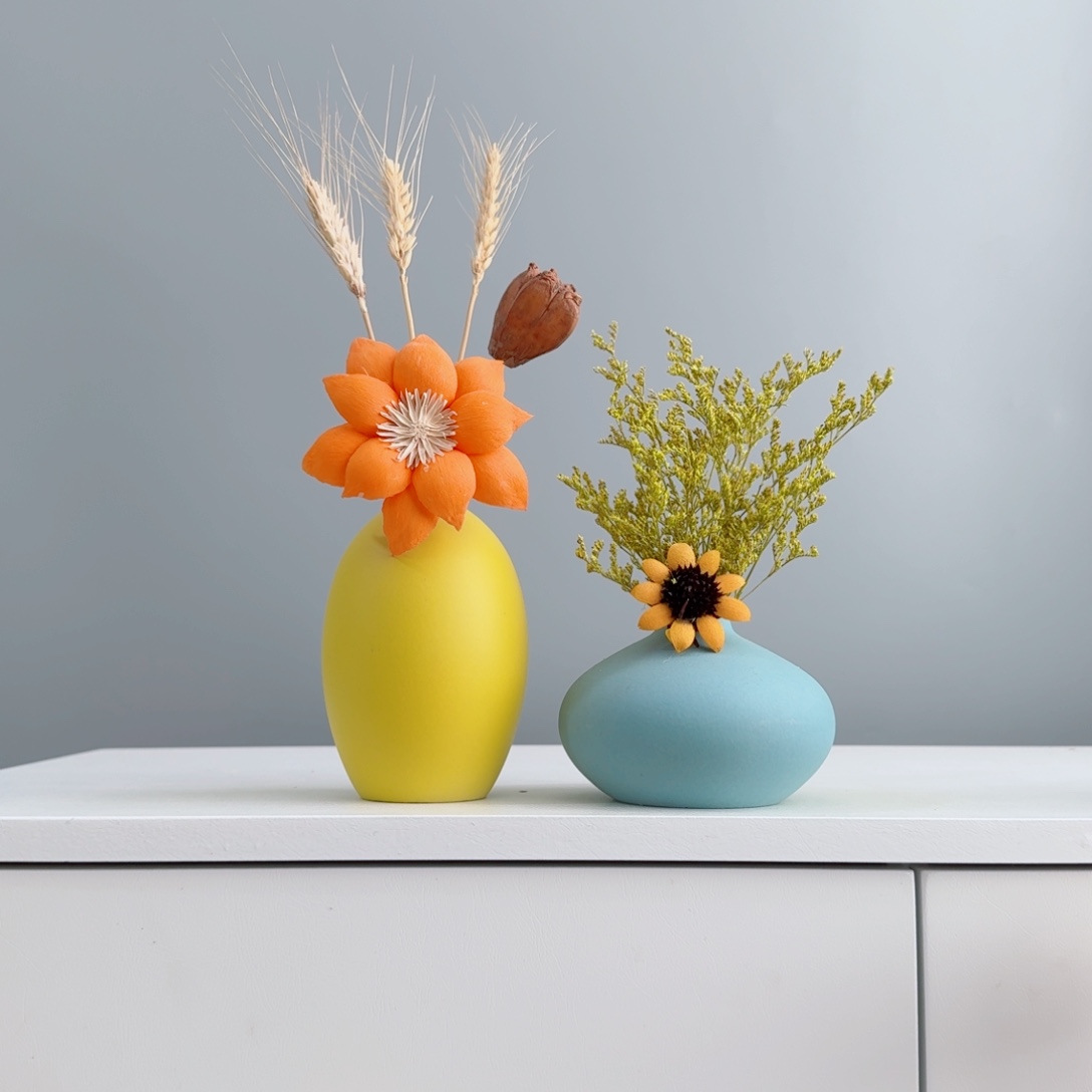 摆件陶瓷花瓶摆件含花总高约20-30cm