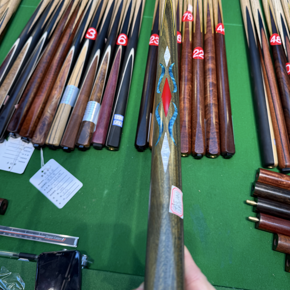 绿檀镶嵌手工台球杆