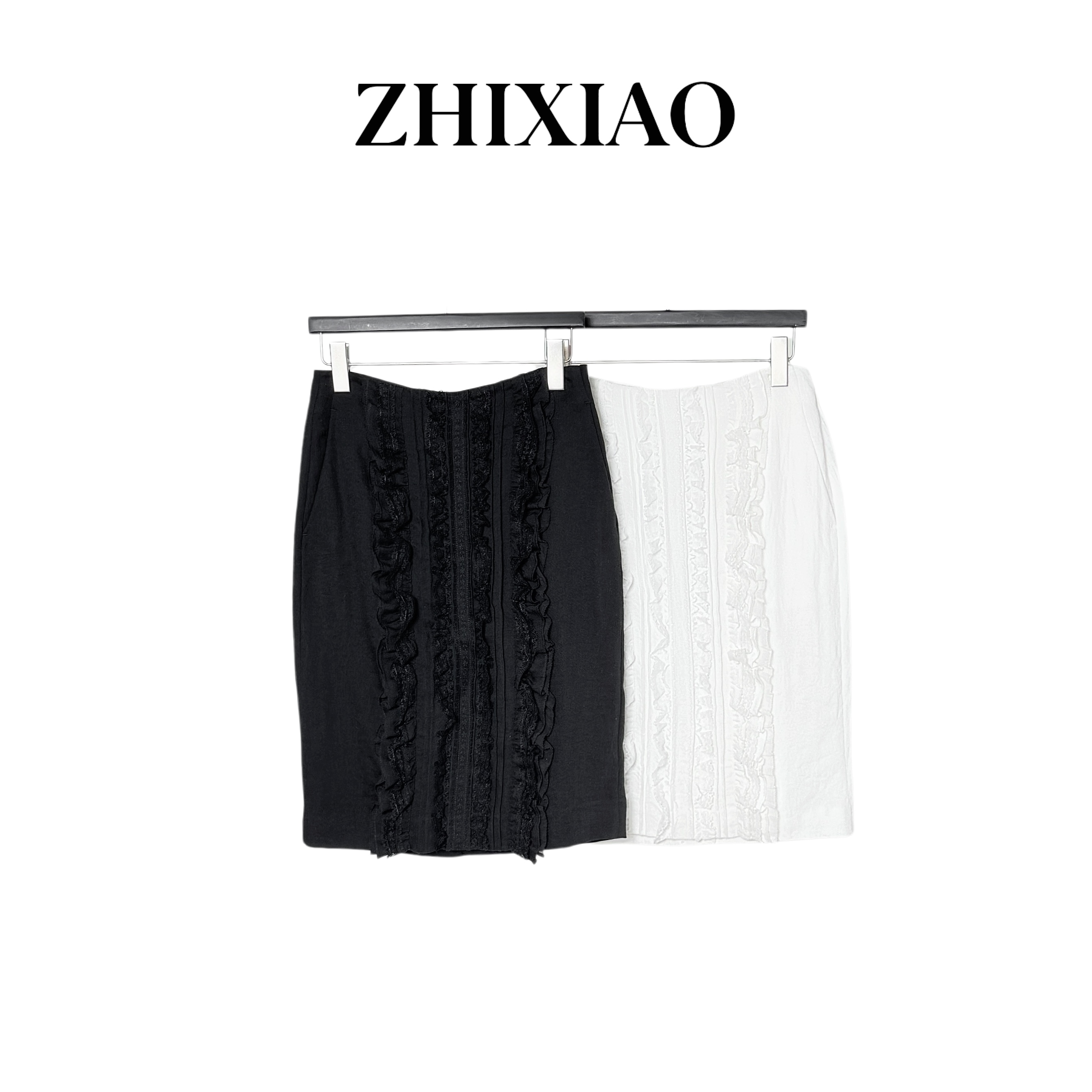 【ZHIXIAO】夏季新款：蕾丝褶裥半裙220944