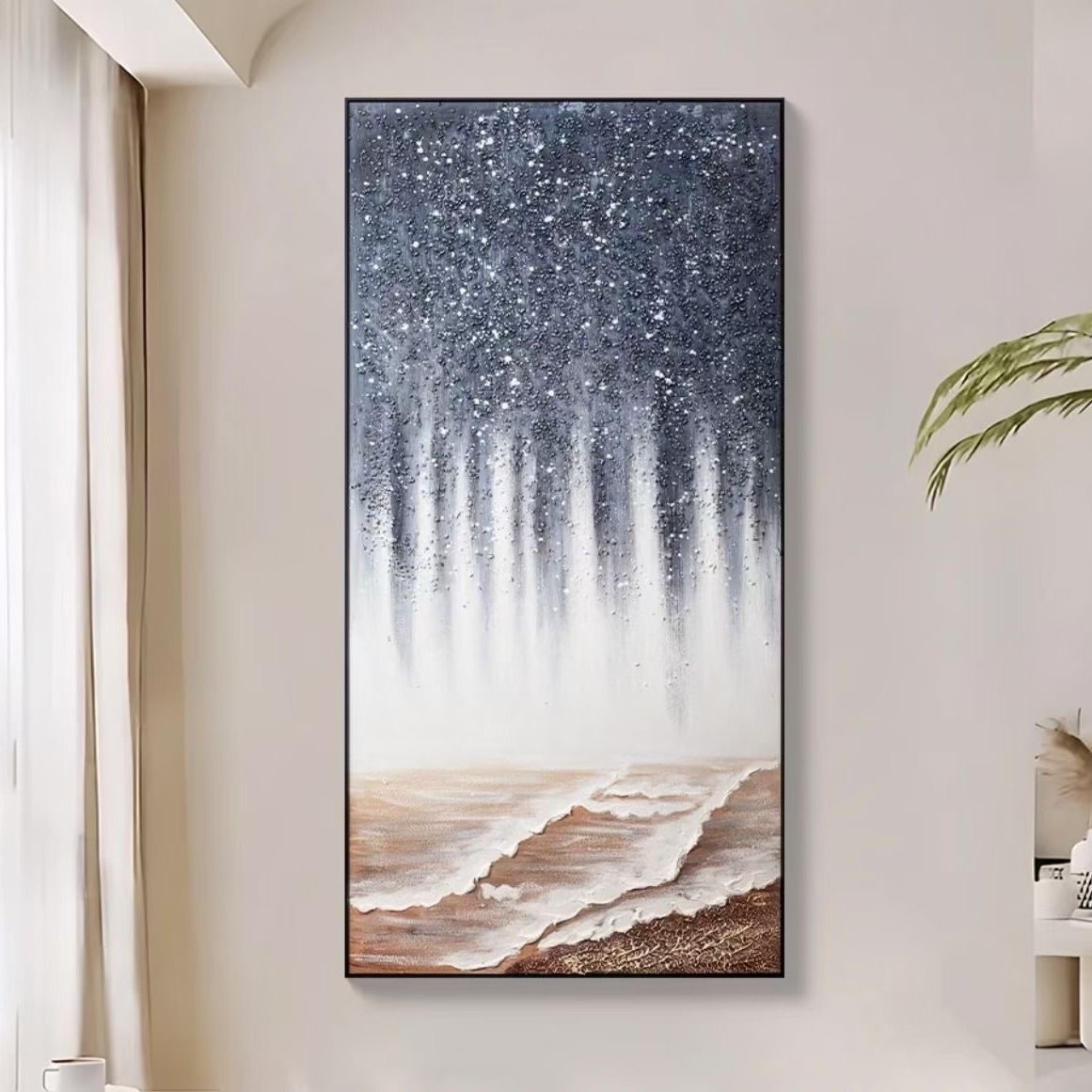 T01星辰大海手绘油画现代轻奢玄关客厅走廊装饰画沙发背景墙
