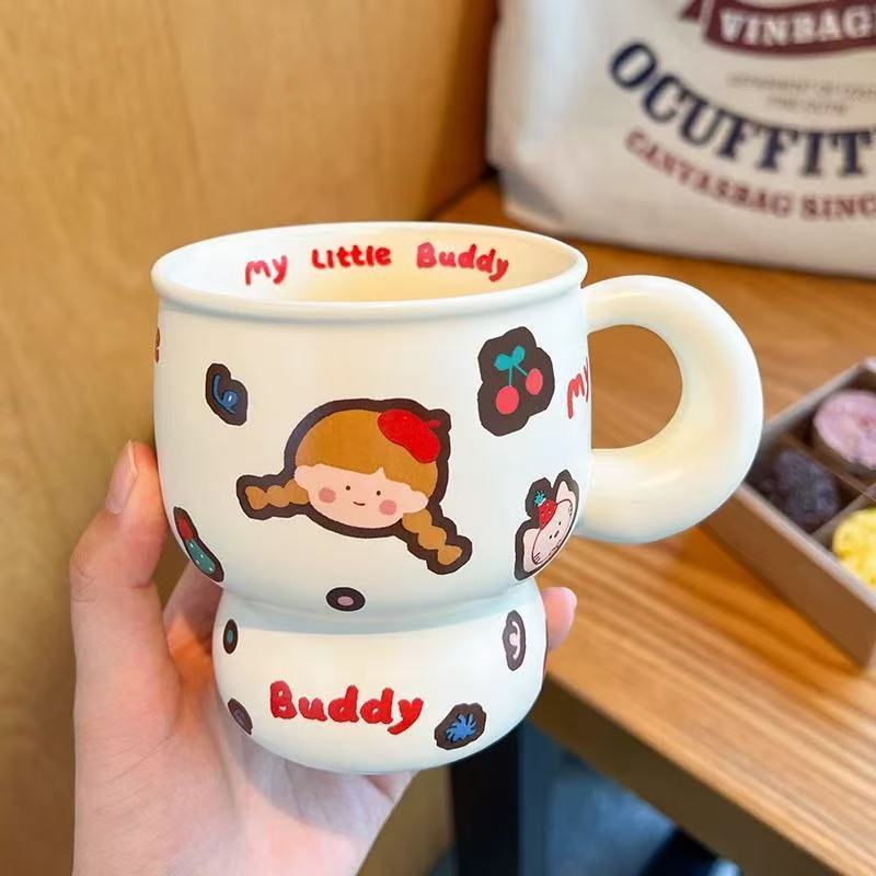 早餐冲泡牛奶杯子陶瓷马克杯可爱情侣喝水杯家用宿舍高颜值咖啡杯