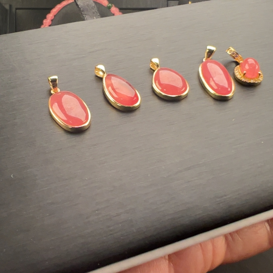 菱锰矿（红纹石）银S925镶嵌吊坠(不含链)多样性发其一