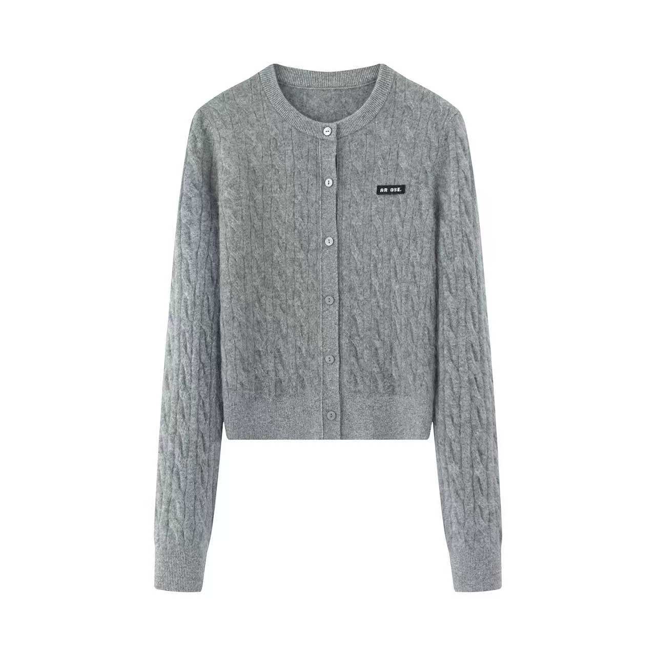 2025冬季新款圆领羊毛针织衫开衫毛衣女4149