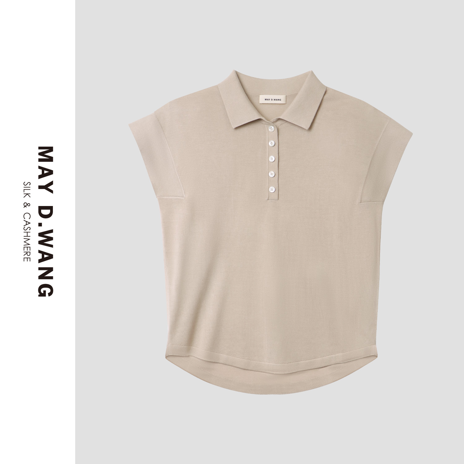 王之造【维维专属】休闲合身型Polo领18针真丝短袖上衣 F1F1271