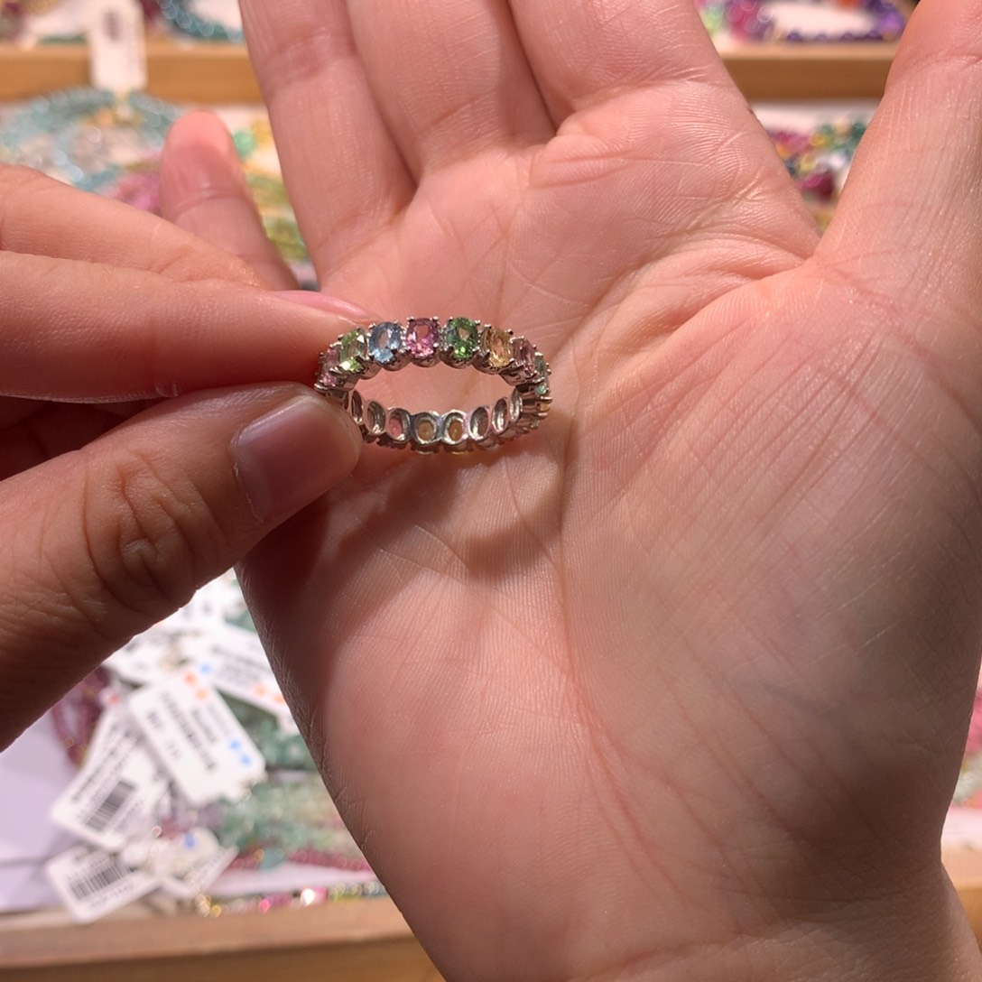 戒指银S925镶嵌碧玺拍下备注圈口（14.16.18.20）