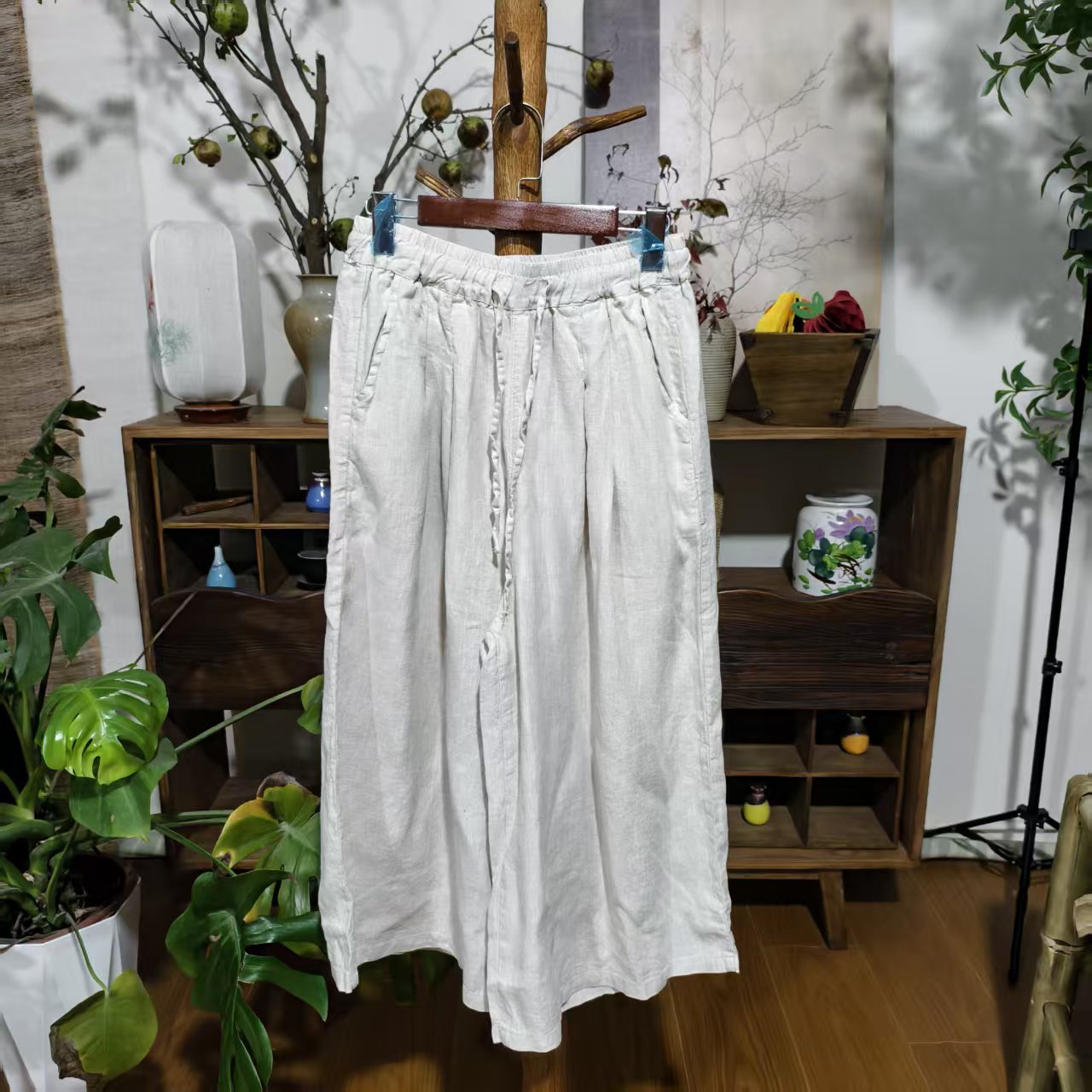 【大梅子推荐】设计款亚麻阔腿裤SXBY2548