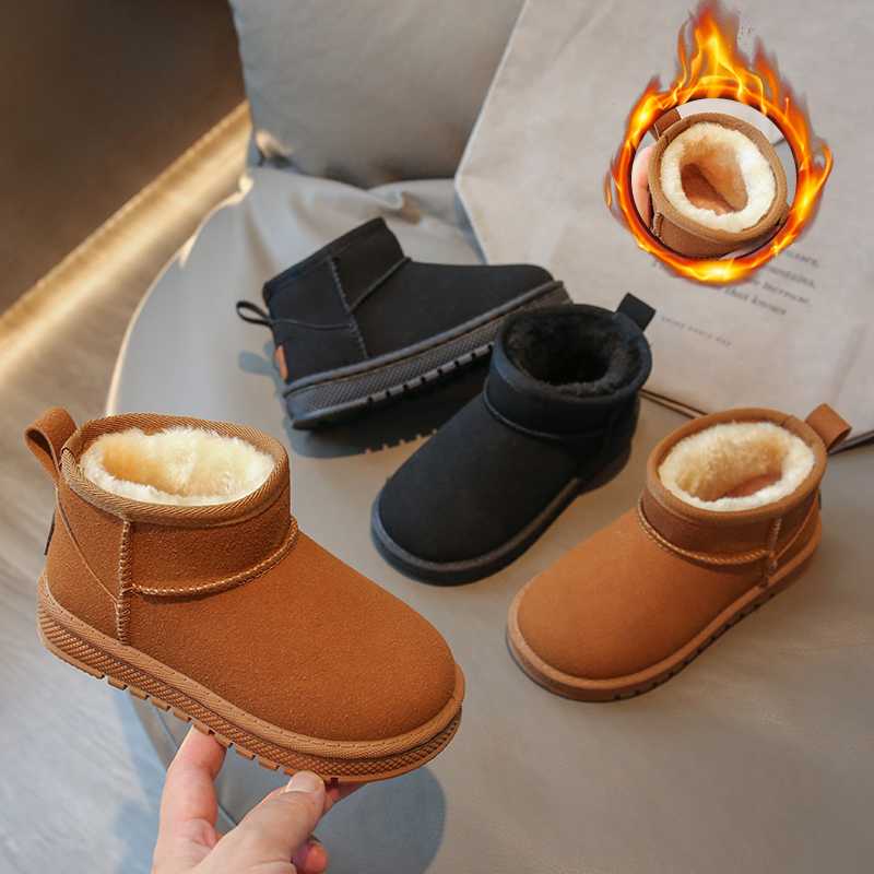 雪地靴女童防滑冬季2025中大童保暖短靴儿童男童加绒加厚大YN380