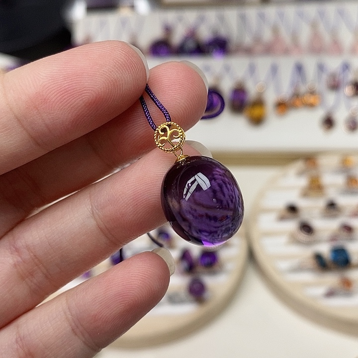 紫晶吊坠(赠链)18K金镶嵌紫水晶吊坠