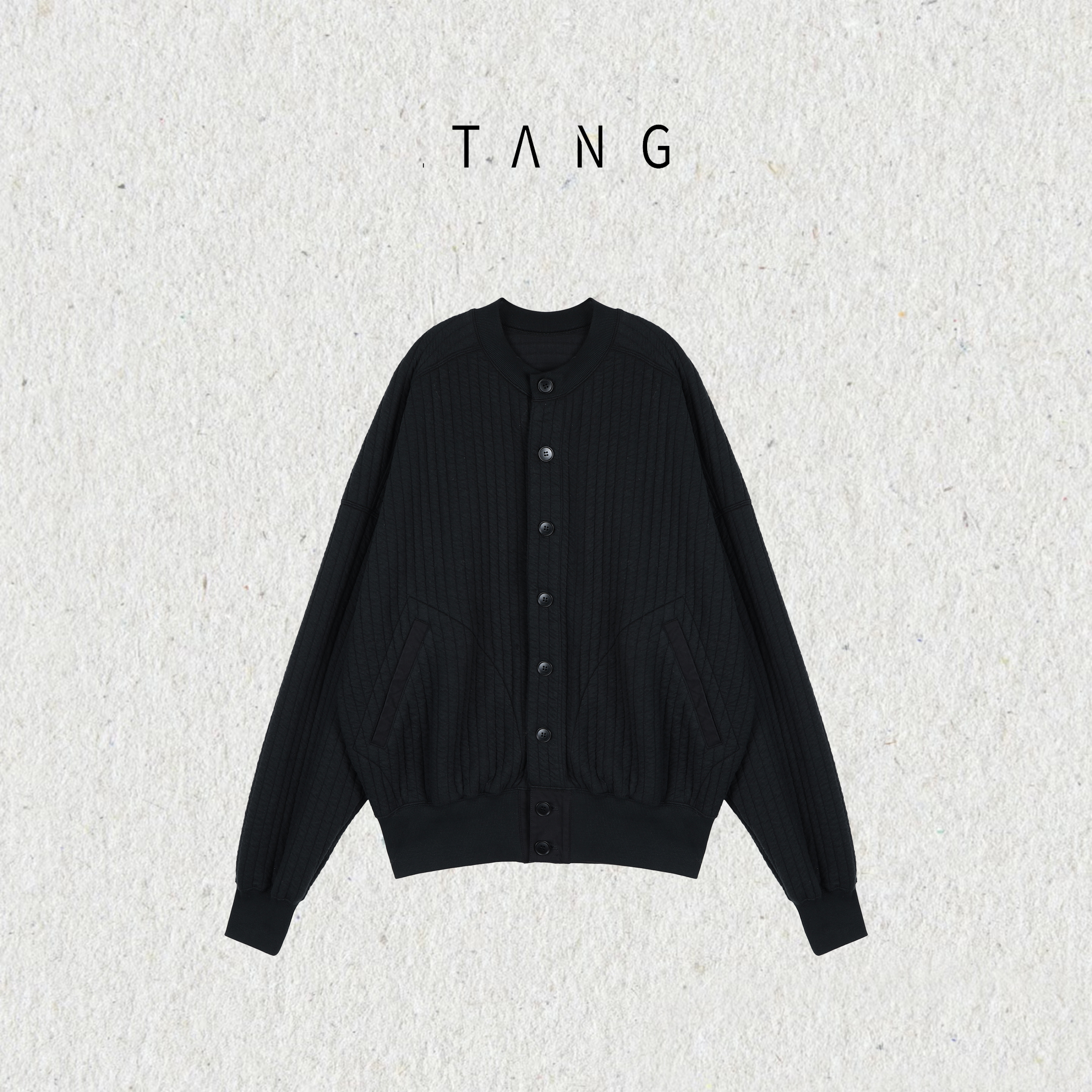 【TANG】[奢也]坑条短外套2025秋季新款男女同款开衫日系外套LX2584