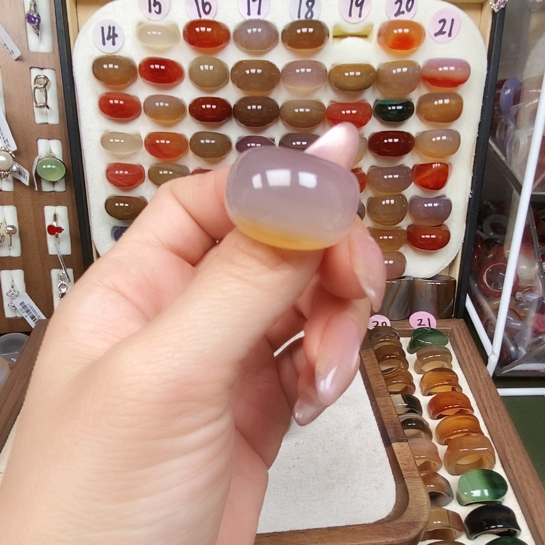 玛瑙/玉髓未镶嵌戒指微包容，不退换6