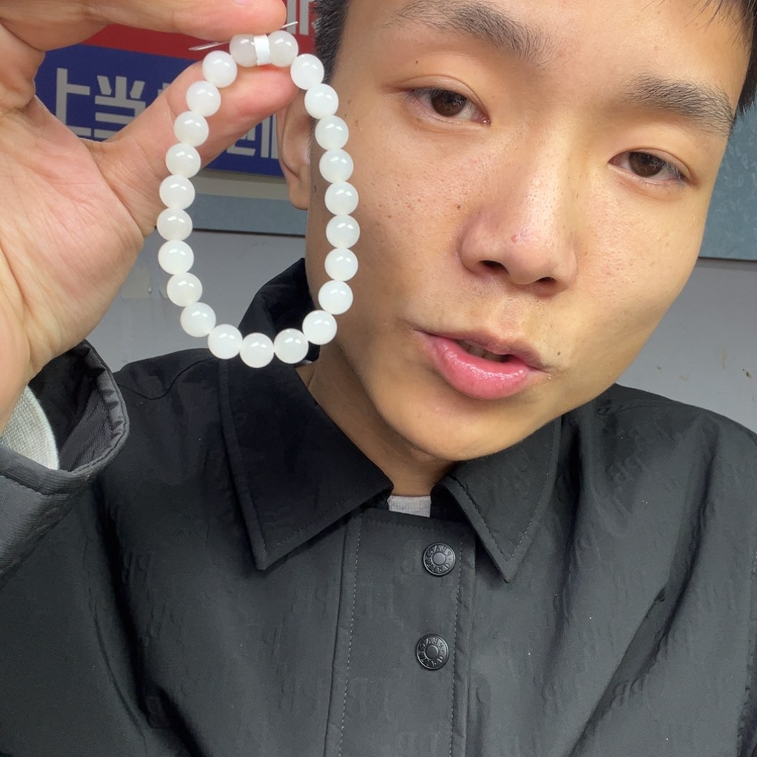 和田玉手链未镶嵌多样性野牛沟羊脂玉卡8货头