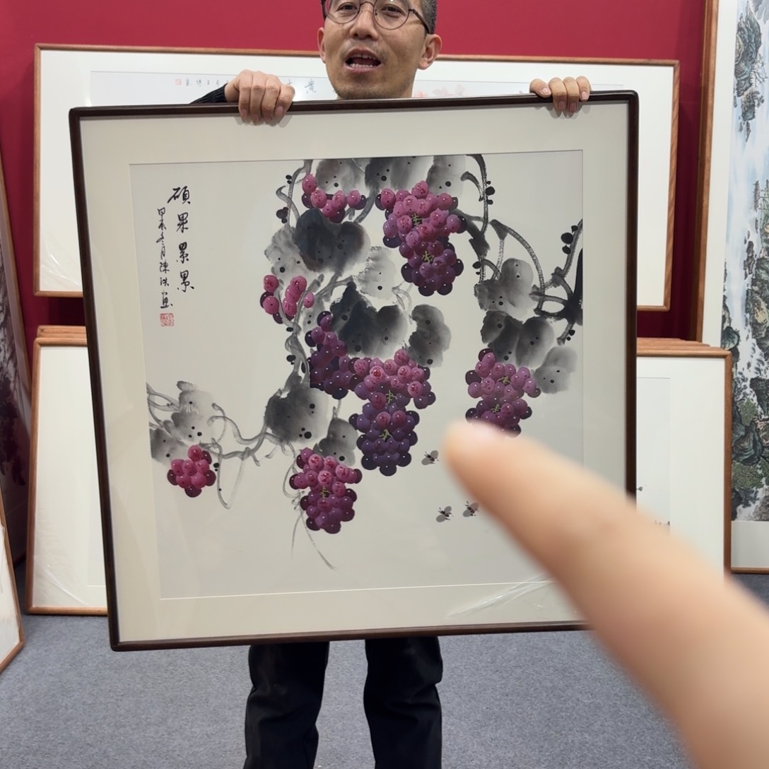 国画带框绘画80/80尺寸