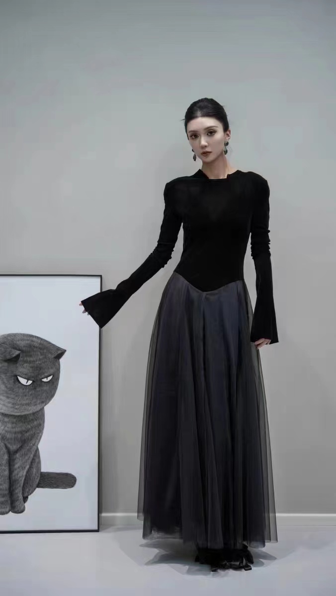 公主城堡系列连衣裙植绒网线面料