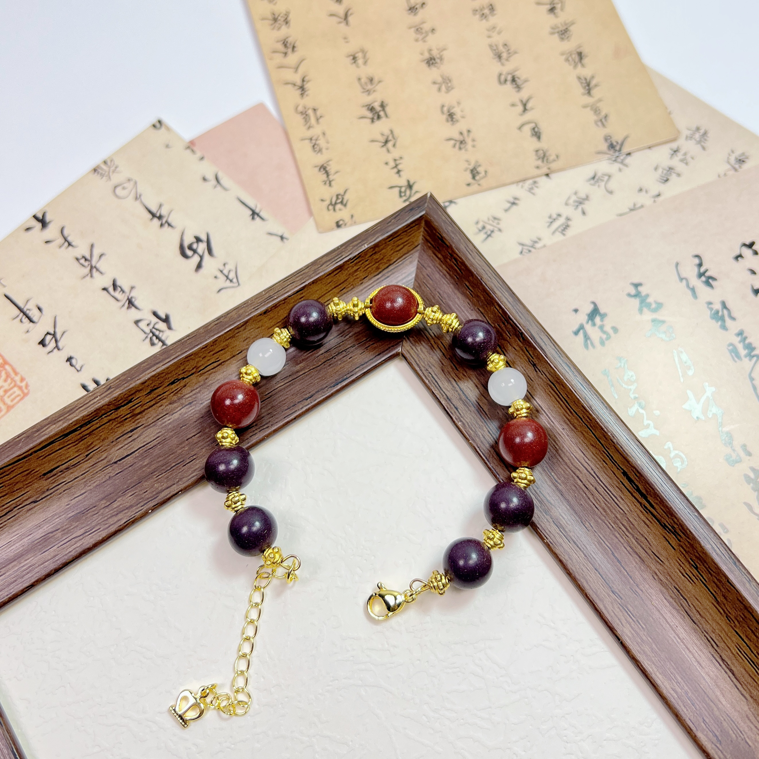 铜合金手镯 新中式国潮【暮山紫】天然古法合香红麝加紫气东来 原创