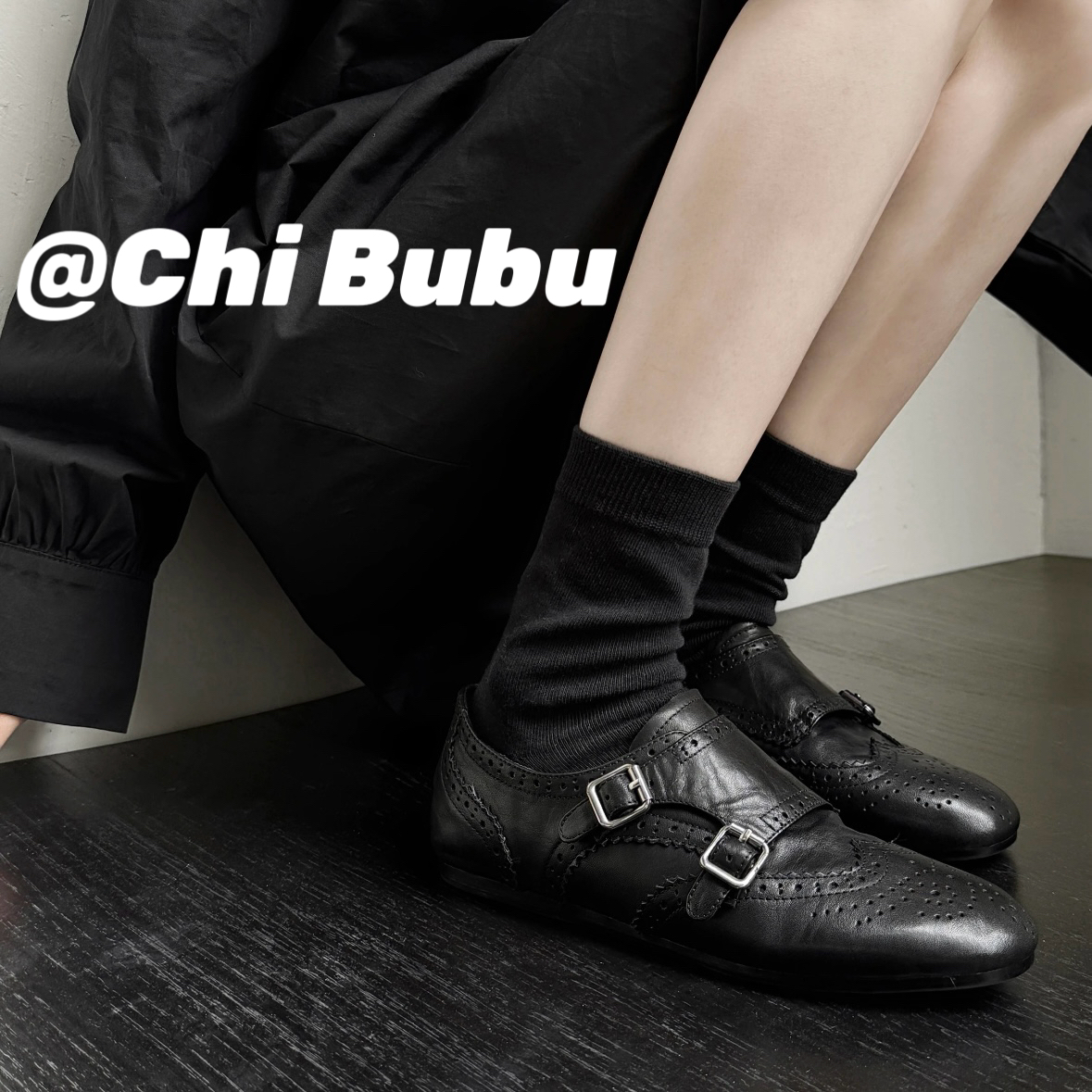 【CHIBUBU】头层小牛皮巴洛克复古英伦风圆头金属扣乐福鞋小皮鞋