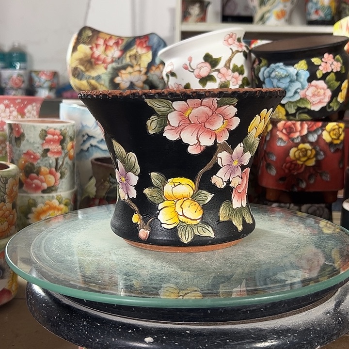 满38包邮 景德镇幸运花盆