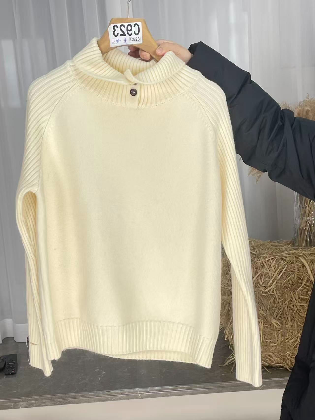 C923【下单无需备注均码】休闲开衫厚款高领秋季毛针织衫