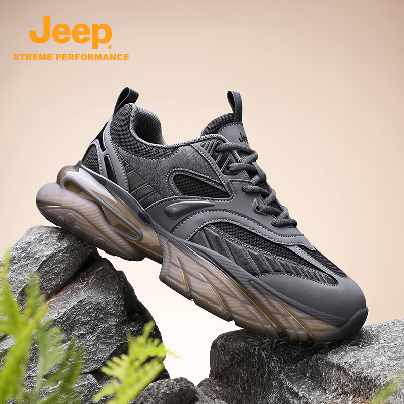 jeep秋季新款百搭户外老爹鞋轻便增高运动鞋防滑耐磨气垫软底男鞋