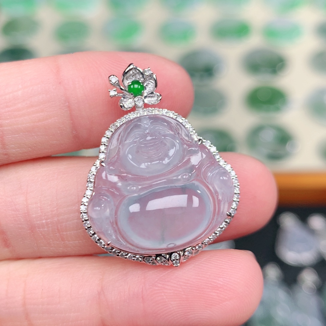 翡翠18K金镶嵌吊坠(不含链)30-23.5-9.6