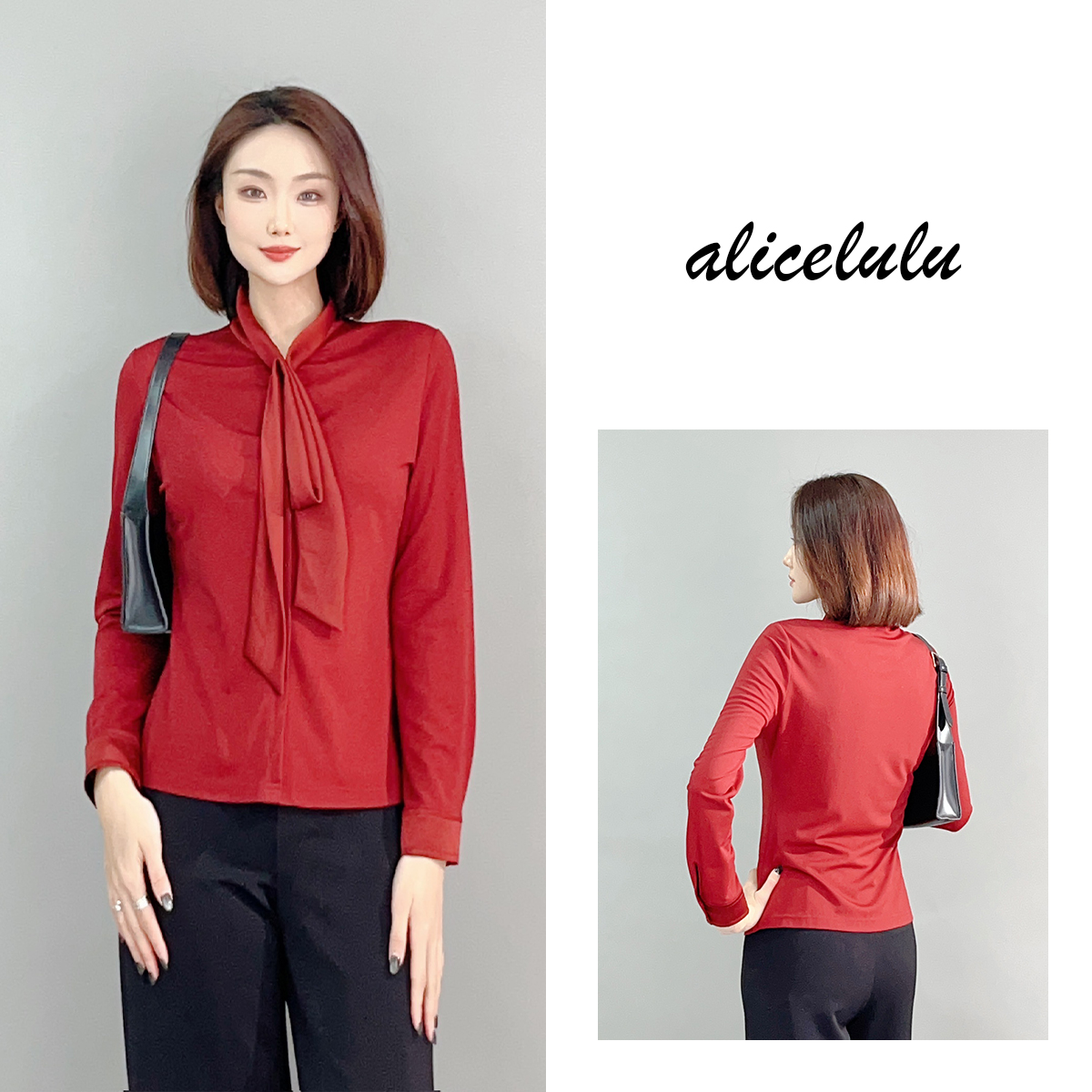 6 alicelulu“烈火玫瑰”衬衫 别致飘带 S2141938E